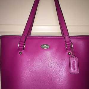 Pink Leather Coach Shoulder Bag